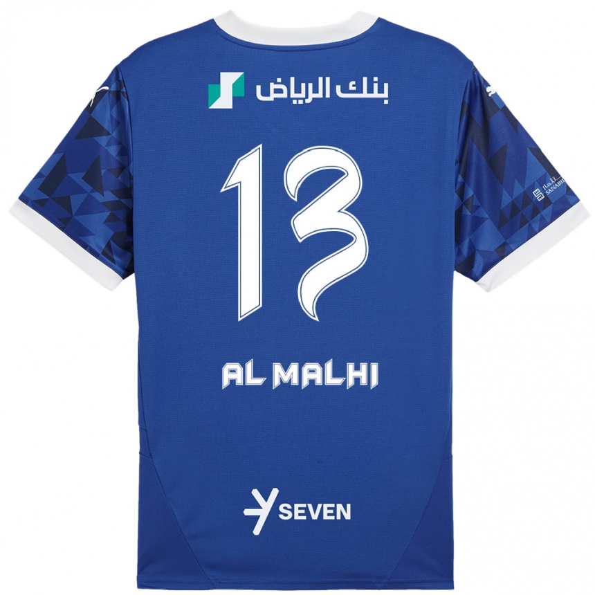 Gyermek Labdarúgás Al Muhra Al-Malhi #13 Sötétkék Fehér Hazai Jersey 2024/25 Mez Póló Ing