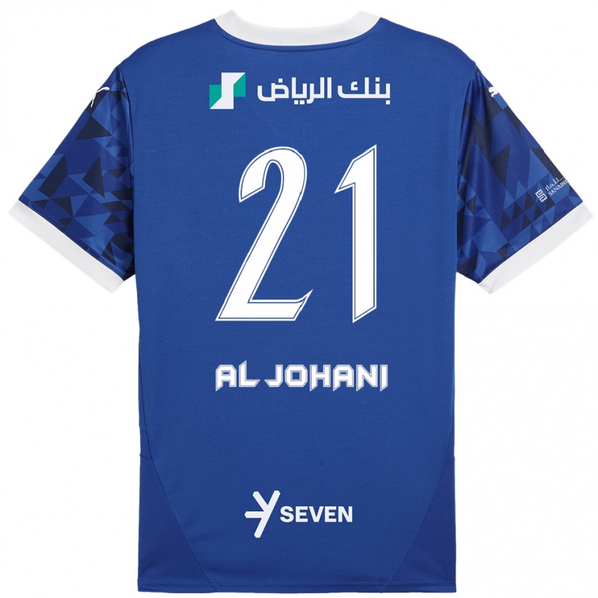 Gyermek Labdarúgás Joury Al-Johani #21 Sötétkék Fehér Hazai Jersey 2024/25 Mez Póló Ing