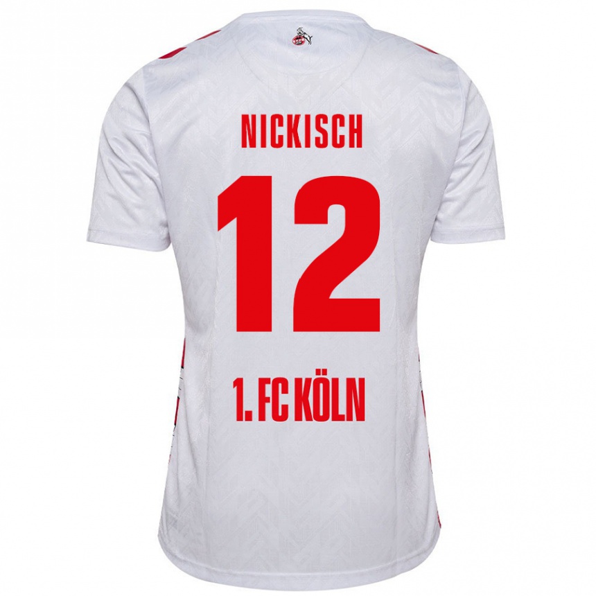 Gyermek Labdarúgás Jonas Nickisch #12 Fehér Piros Hazai Jersey 2024/25 Mez Póló Ing