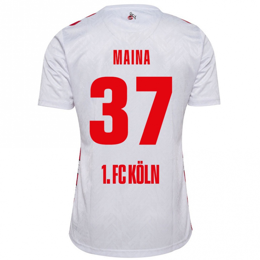 Gyermek Labdarúgás Linton Maina #37 Fehér Piros Hazai Jersey 2024/25 Mez Póló Ing