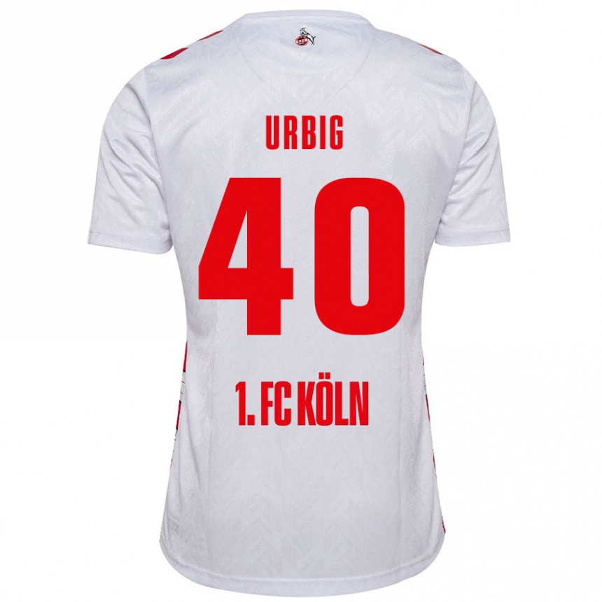 Gyermek Labdarúgás Jonas Urbig #40 Fehér Piros Hazai Jersey 2024/25 Mez Póló Ing