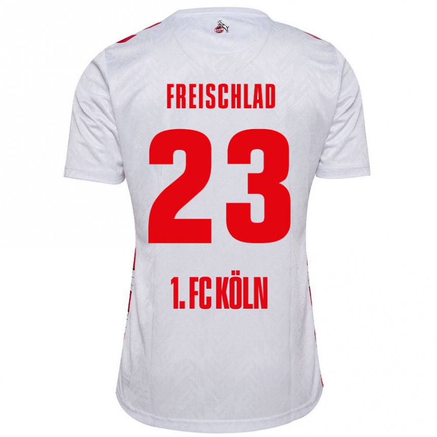 Gyermek Labdarúgás Yannick Freischlad #23 Fehér Piros Hazai Jersey 2024/25 Mez Póló Ing