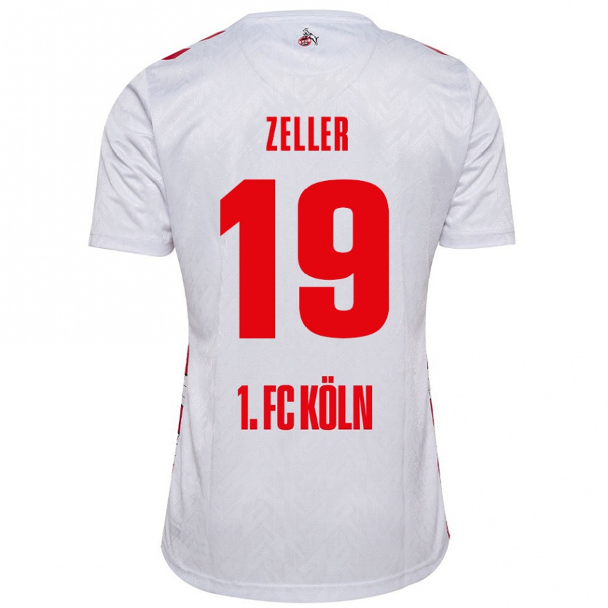 Gyermek Labdarúgás Dóra Zeller #19 Fehér Piros Hazai Jersey 2024/25 Mez Póló Ing