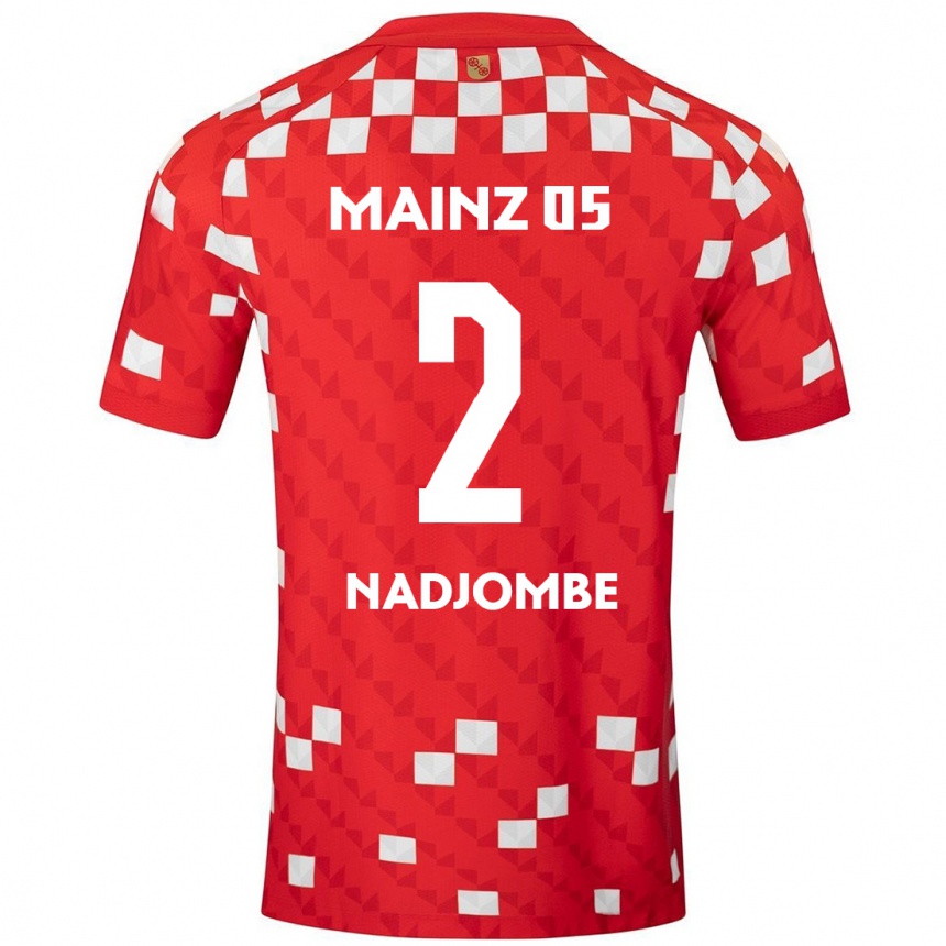 Gyermek Labdarúgás Jean-Marie Nadjombe #2 Fehér Piros Hazai Jersey 2024/25 Mez Póló Ing