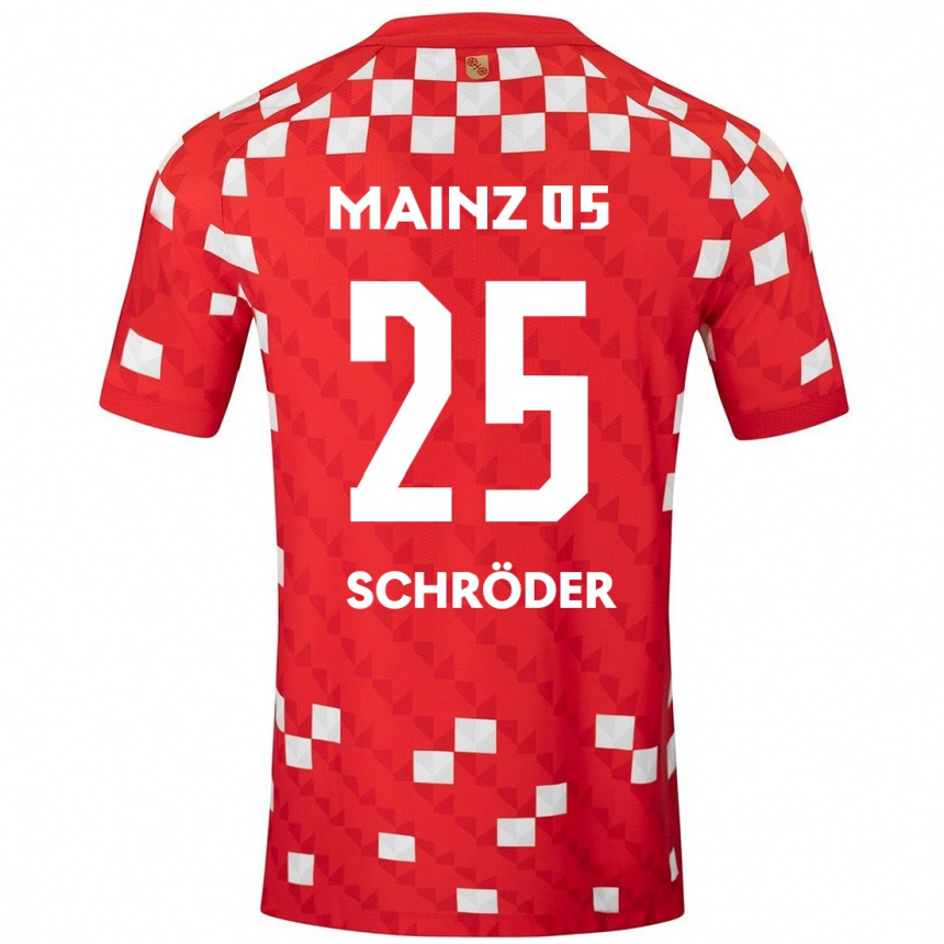 Gyermek Labdarúgás Maxim Schröder #25 Fehér Piros Hazai Jersey 2024/25 Mez Póló Ing