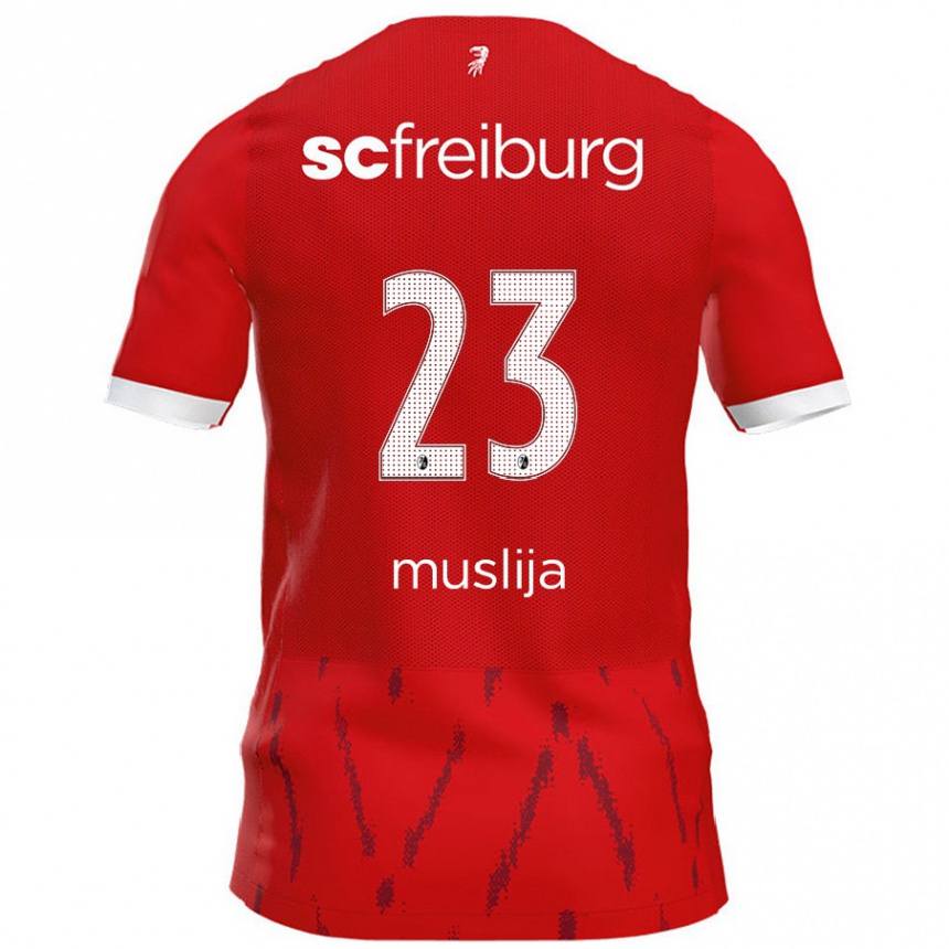 Gyermek Labdarúgás Florent Muslija #23 Piros Hazai Jersey 2024/25 Mez Póló Ing