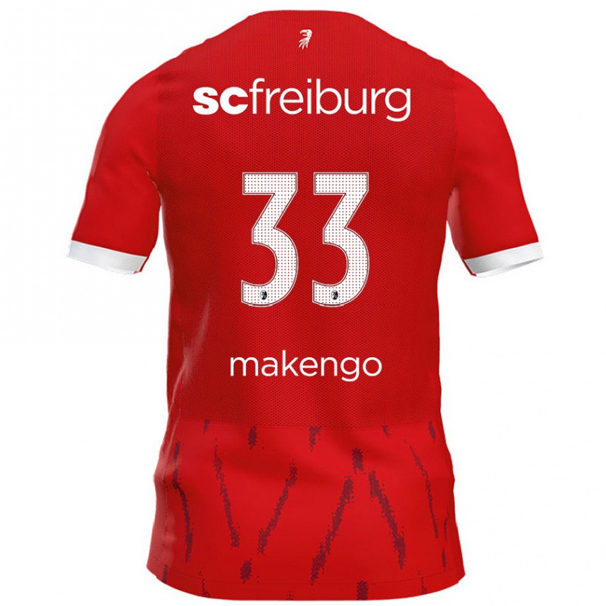 Gyermek Labdarúgás Jordy Makengo #33 Piros Hazai Jersey 2024/25 Mez Póló Ing