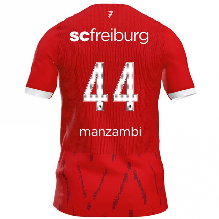 Gyermek Labdarúgás Johan Manzambi #44 Piros Hazai Jersey 2024/25 Mez Póló Ing