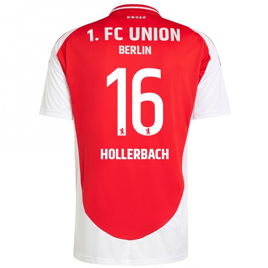 Gyermek Labdarúgás Benedict Hollerbach #16 Piros Fehér Hazai Jersey 2024/25 Mez Póló Ing