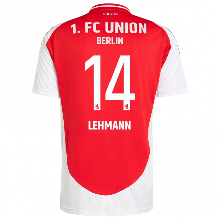 Gyermek Labdarúgás Noah Lehmann #14 Piros Fehér Hazai Jersey 2024/25 Mez Póló Ing