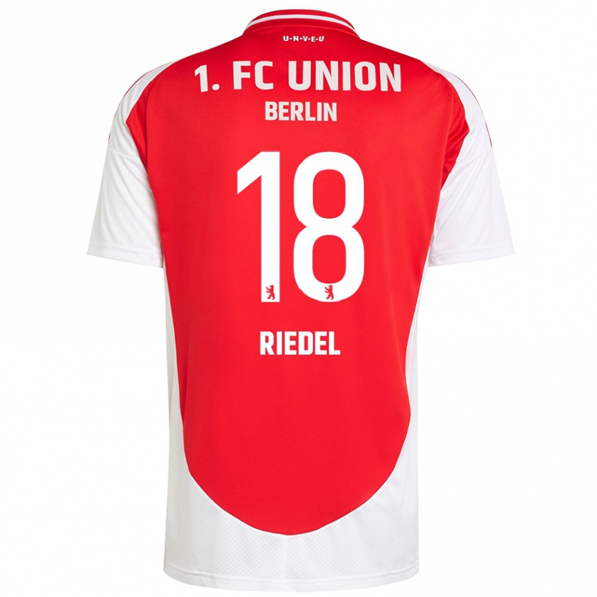 Gyermek Labdarúgás Aaron Riedel #18 Piros Fehér Hazai Jersey 2024/25 Mez Póló Ing