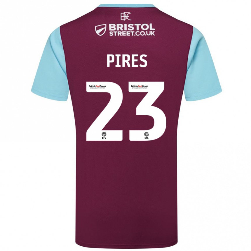 Gyermek Labdarúgás Lucas Pires #23 Bordó Égszínkék Hazai Jersey 2024/25 Mez Póló Ing