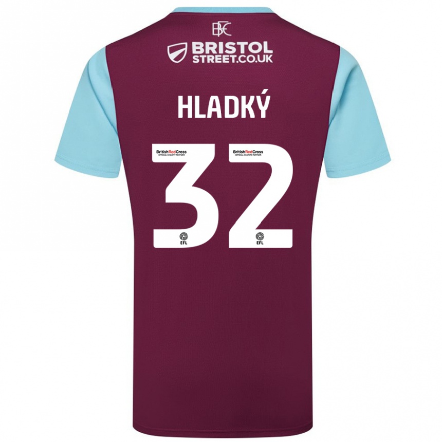 Gyermek Labdarúgás Vaclav Hladky #32 Bordó Égszínkék Hazai Jersey 2024/25 Mez Póló Ing