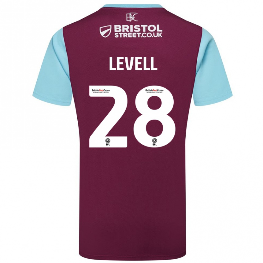 Gyermek Labdarúgás Kirstie Levell #28 Bordó Égszínkék Hazai Jersey 2024/25 Mez Póló Ing