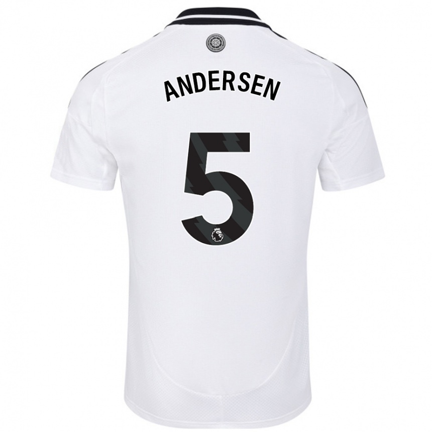 Gyermek Labdarúgás Joachim Andersen #5 Fehér Hazai Jersey 2024/25 Mez Póló Ing