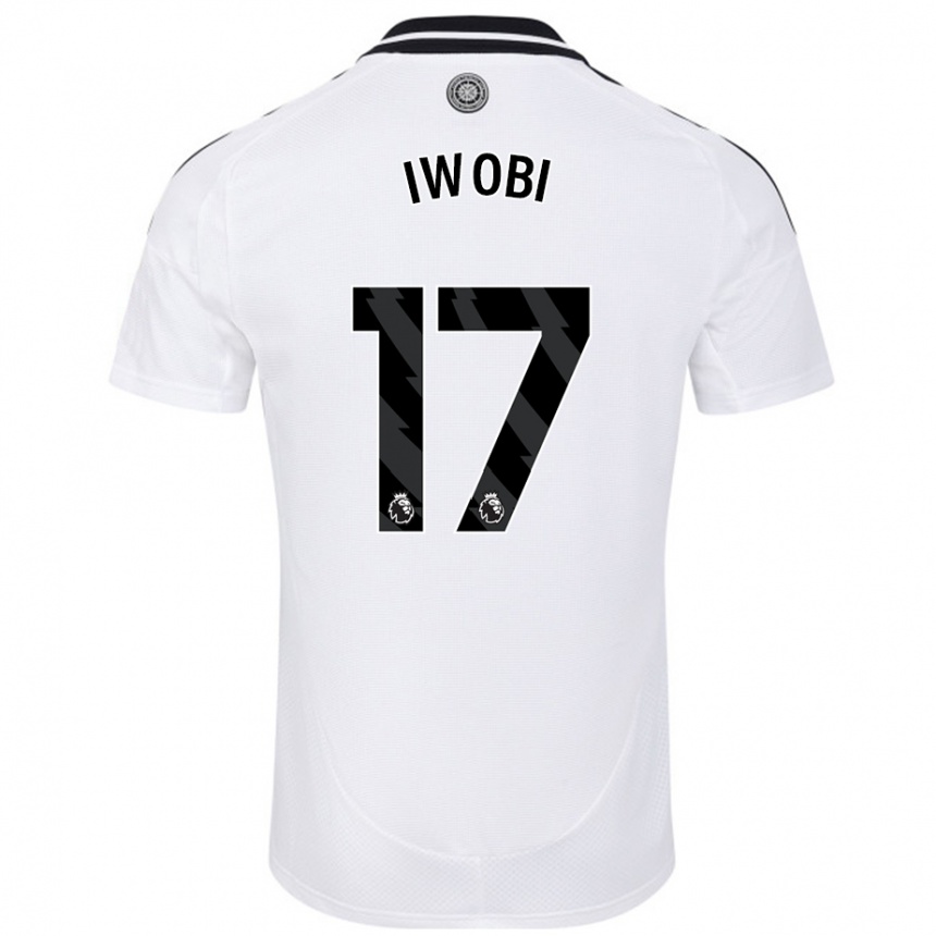 Gyermek Labdarúgás Alex Iwobi #17 Fehér Hazai Jersey 2024/25 Mez Póló Ing