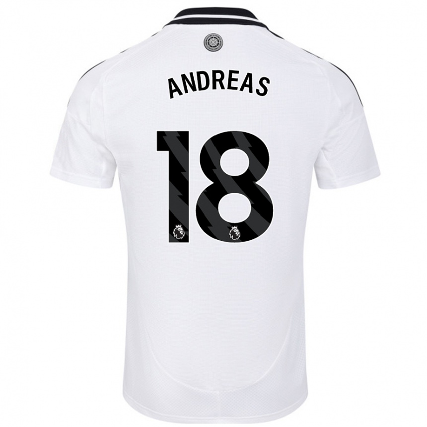 Gyermek Labdarúgás Andreas Pereira #18 Fehér Hazai Jersey 2024/25 Mez Póló Ing