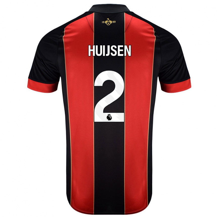 Gyermek Labdarúgás Dean Huijsen #2 Piros Fekete Hazai Jersey 2024/25 Mez Póló Ing