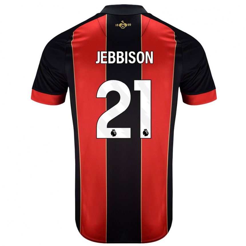 Gyermek Labdarúgás Daniel Jebbison #21 Piros Fekete Hazai Jersey 2024/25 Mez Póló Ing