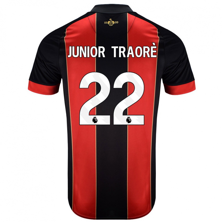 Gyermek Labdarúgás Hamed Junior Traorè #22 Piros Fekete Hazai Jersey 2024/25 Mez Póló Ing