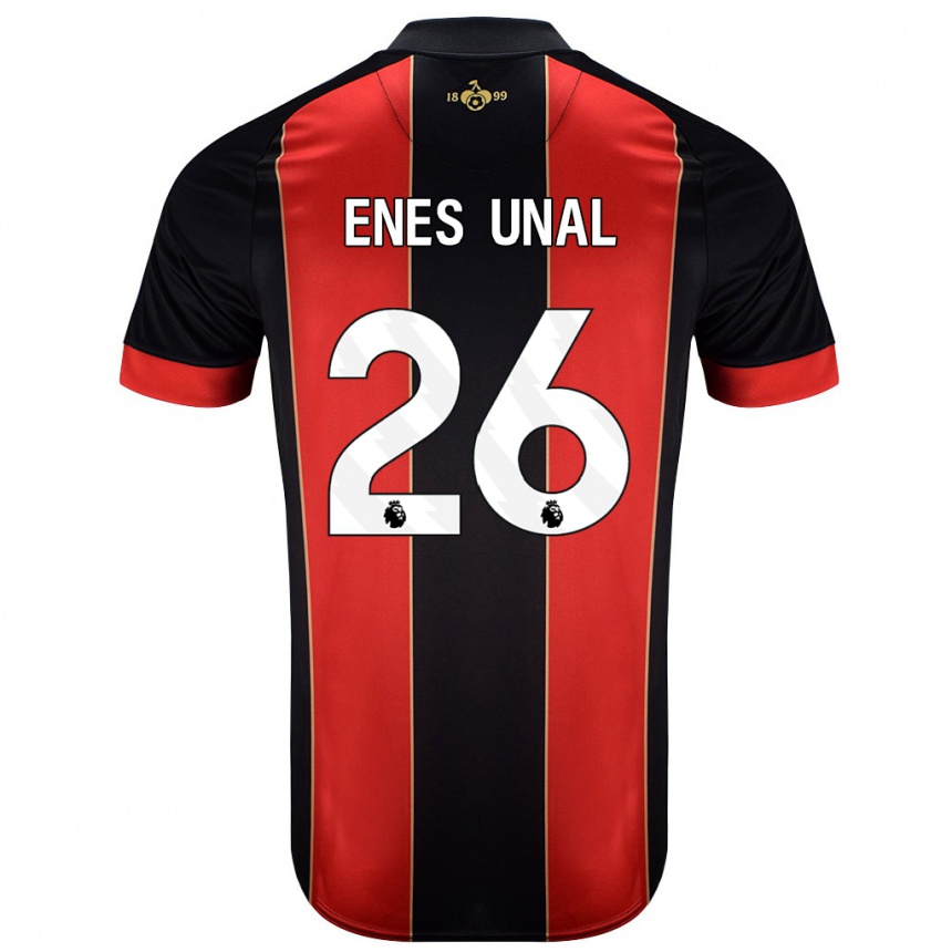 Gyermek Labdarúgás Enes Ünal #26 Piros Fekete Hazai Jersey 2024/25 Mez Póló Ing