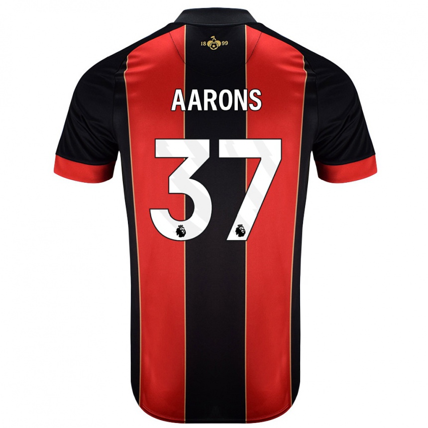 Gyermek Labdarúgás Max Aarons #37 Piros Fekete Hazai Jersey 2024/25 Mez Póló Ing