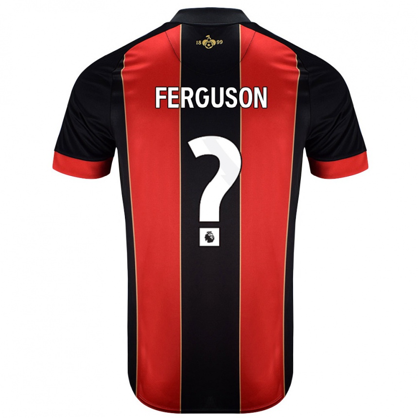 Gyermek Labdarúgás Josh Ferguson #0 Piros Fekete Hazai Jersey 2024/25 Mez Póló Ing