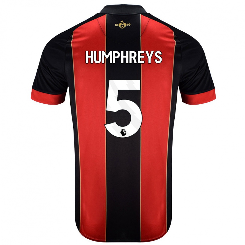 Gyermek Labdarúgás Holly Humphreys #5 Piros Fekete Hazai Jersey 2024/25 Mez Póló Ing