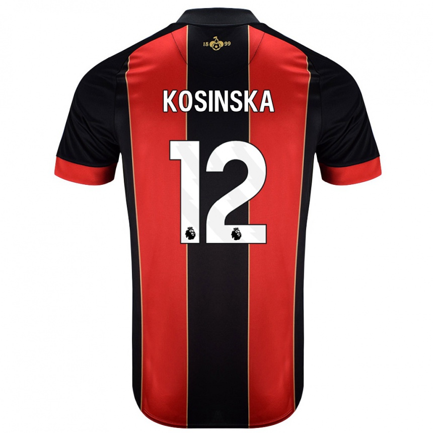 Gyermek Labdarúgás Daniela Kosinska #12 Piros Fekete Hazai Jersey 2024/25 Mez Póló Ing