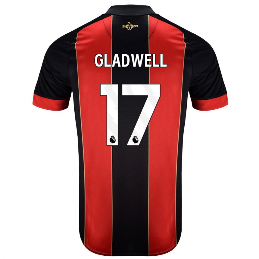 Gyermek Labdarúgás Molly Gladwell #17 Piros Fekete Hazai Jersey 2024/25 Mez Póló Ing