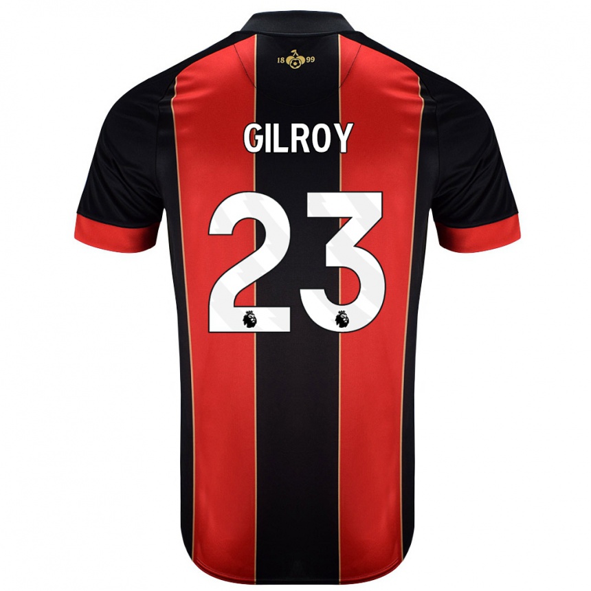 Gyermek Labdarúgás Chloe Gilroy #23 Piros Fekete Hazai Jersey 2024/25 Mez Póló Ing