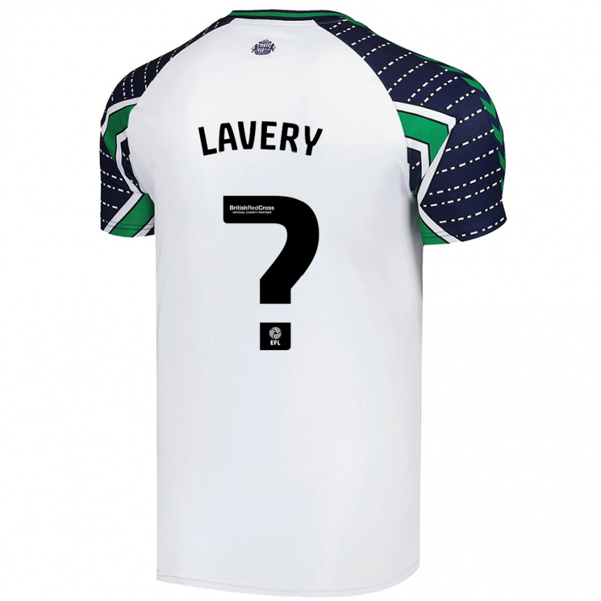 Gyermek Labdarúgás Thomas Lavery #0 Fehér Idegenbeli Jersey 2024/25 Mez Póló Ing