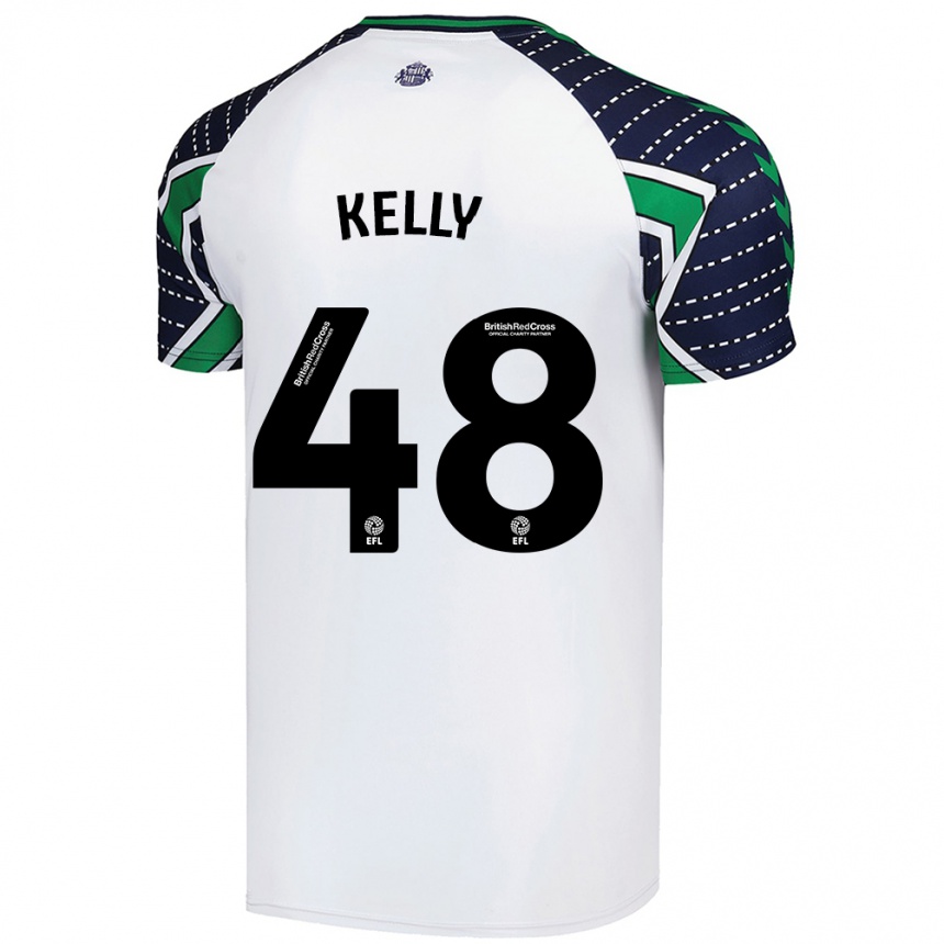 Gyermek Labdarúgás Caden Kelly #48 Fehér Idegenbeli Jersey 2024/25 Mez Póló Ing