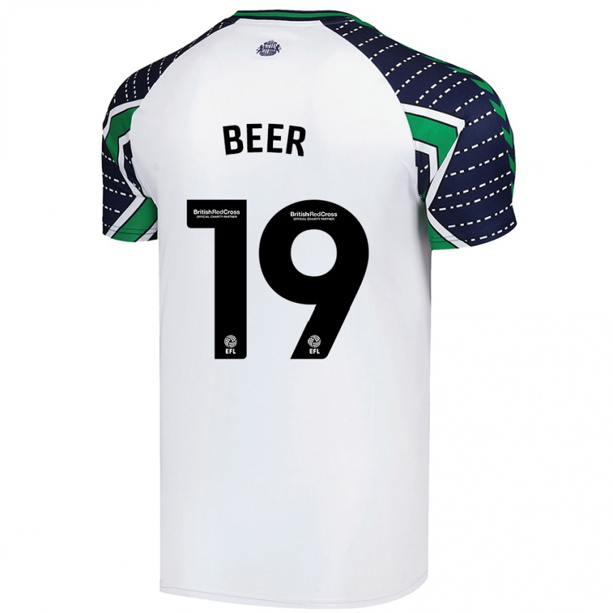 Gyermek Labdarúgás Megan Beer #19 Fehér Idegenbeli Jersey 2024/25 Mez Póló Ing