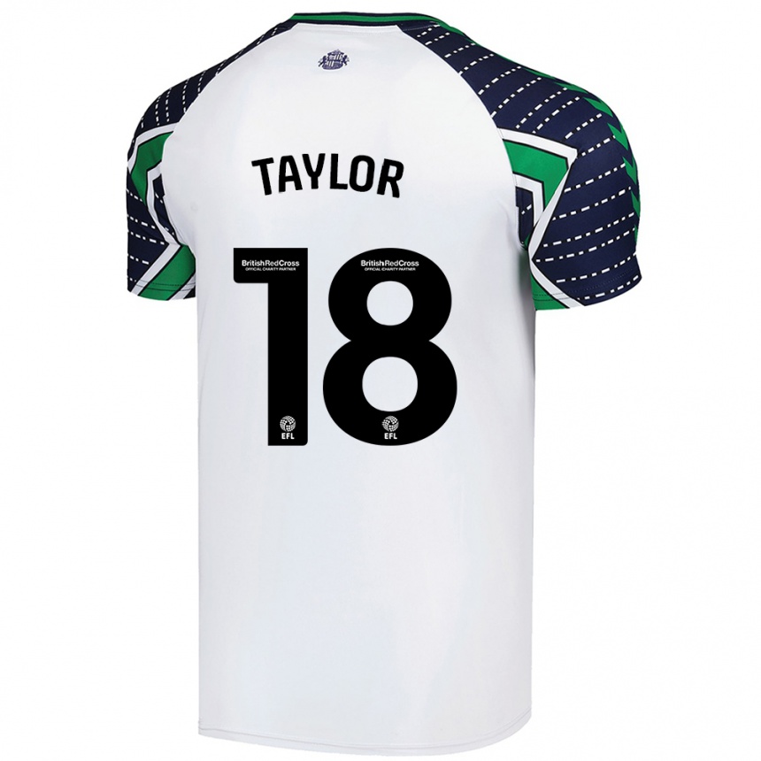 Gyermek Labdarúgás Ellis Taylor #18 Fehér Idegenbeli Jersey 2024/25 Mez Póló Ing