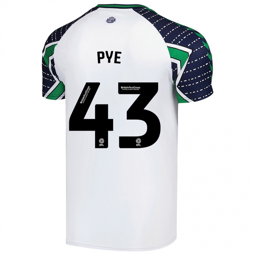 Gyermek Labdarúgás Connor Pye #43 Fehér Idegenbeli Jersey 2024/25 Mez Póló Ing