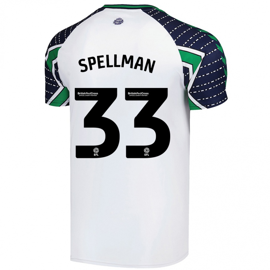 Gyermek Labdarúgás Michael Spellman #33 Fehér Idegenbeli Jersey 2024/25 Mez Póló Ing