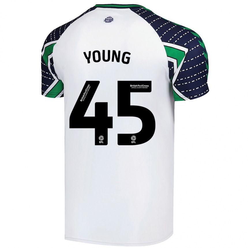 Gyermek Labdarúgás Matthew Young #45 Fehér Idegenbeli Jersey 2024/25 Mez Póló Ing