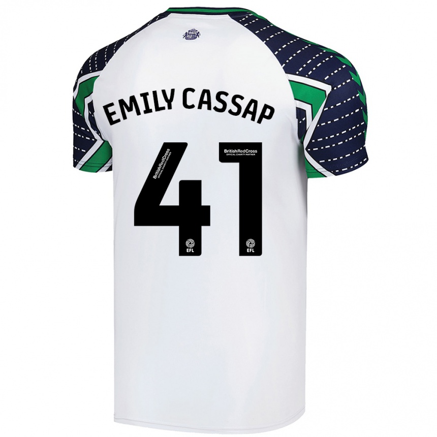 Gyermek Labdarúgás Emily Cassap #41 Fehér Idegenbeli Jersey 2024/25 Mez Póló Ing