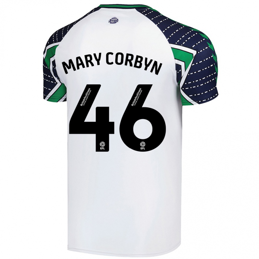 Gyermek Labdarúgás Mary Corbyn #46 Fehér Idegenbeli Jersey 2024/25 Mez Póló Ing