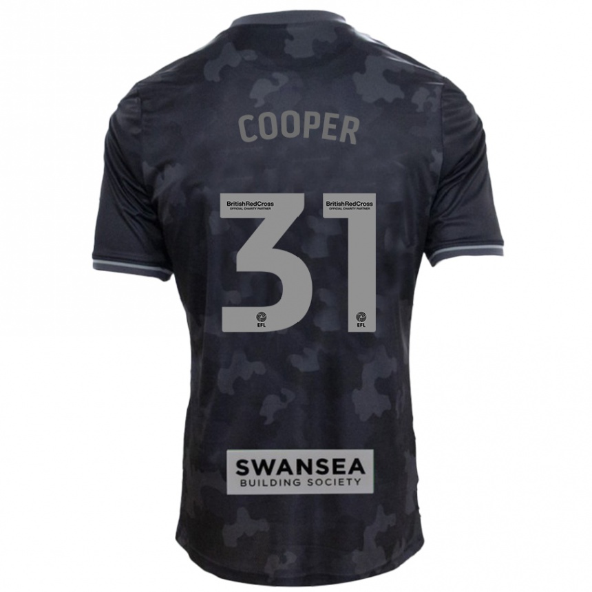 Gyermek Labdarúgás Oliver Cooper #31 Fekete Idegenbeli Jersey 2024/25 Mez Póló Ing