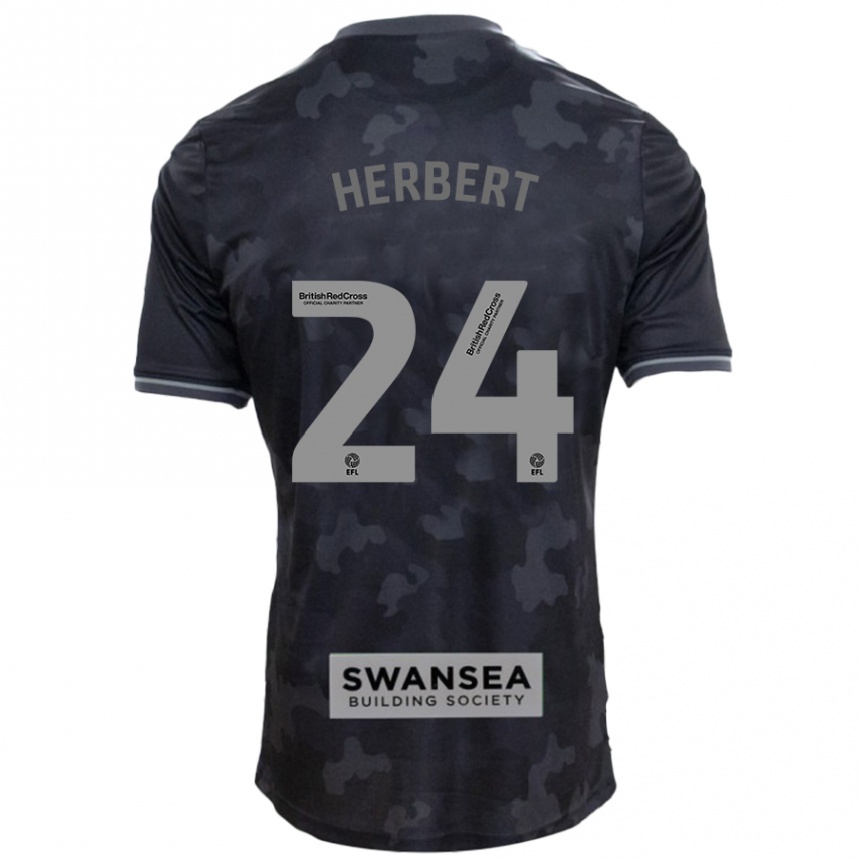 Gyermek Labdarúgás Chelsea Herbert #24 Fekete Idegenbeli Jersey 2024/25 Mez Póló Ing