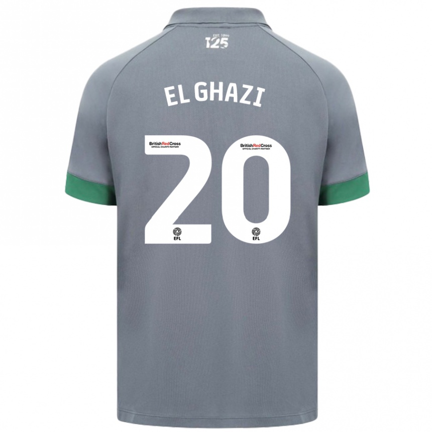 Gyermek Labdarúgás Anwar El Ghazi #20 Sötétszürke Idegenbeli Jersey 2024/25 Mez Póló Ing