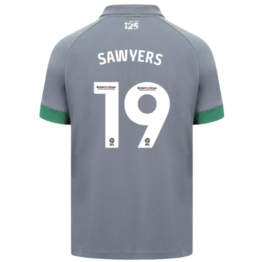 Gyermek Labdarúgás Romaine Sawyers #19 Sötétszürke Idegenbeli Jersey 2024/25 Mez Póló Ing