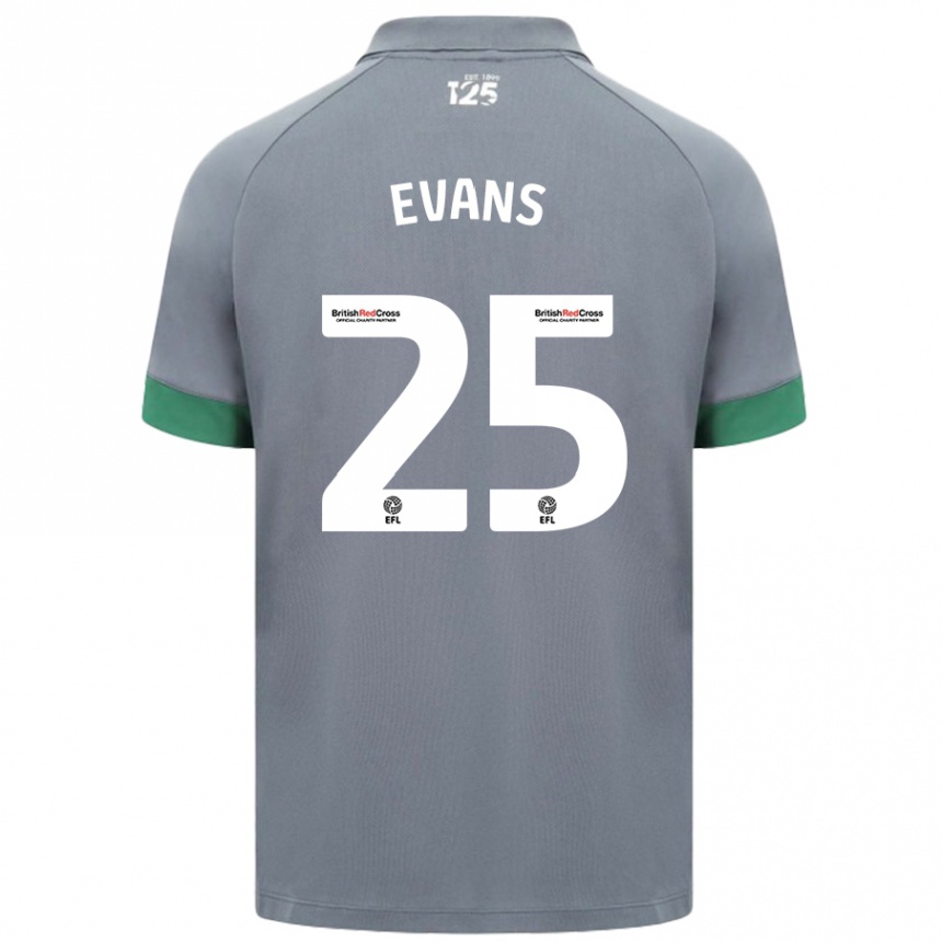 Gyermek Labdarúgás Kieron Evans #25 Sötétszürke Idegenbeli Jersey 2024/25 Mez Póló Ing