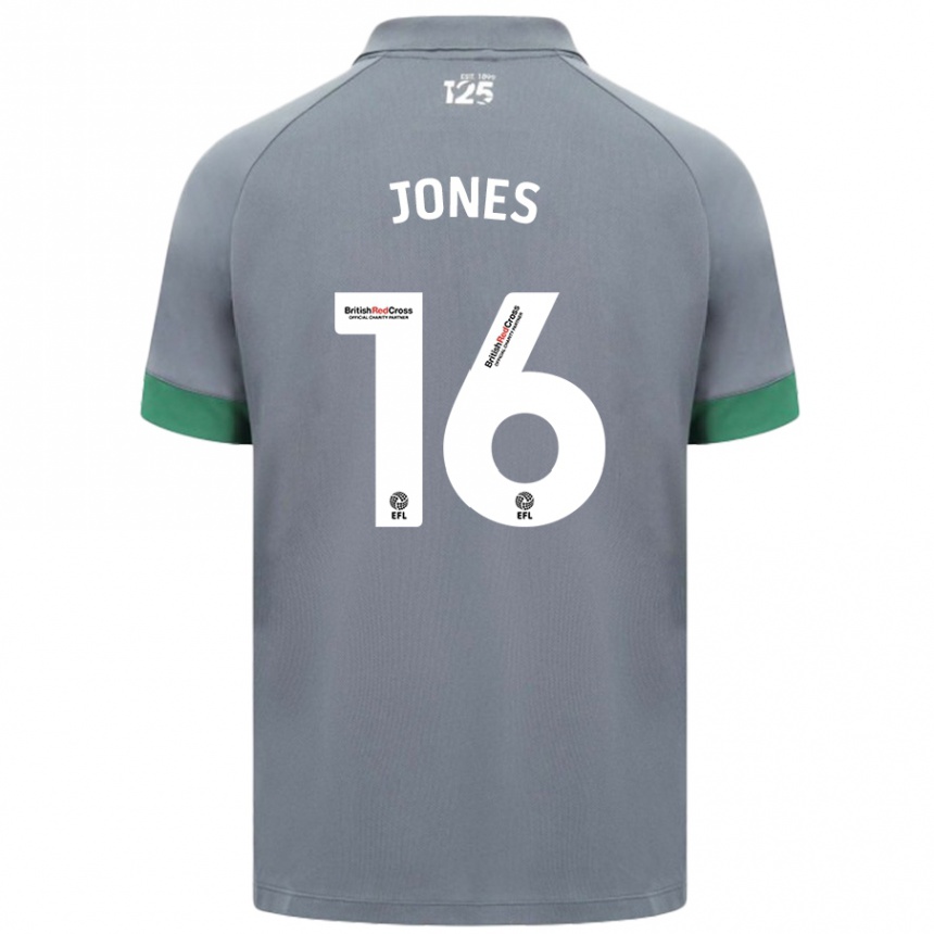 Gyermek Labdarúgás Ellie Jones #16 Sötétszürke Idegenbeli Jersey 2024/25 Mez Póló Ing