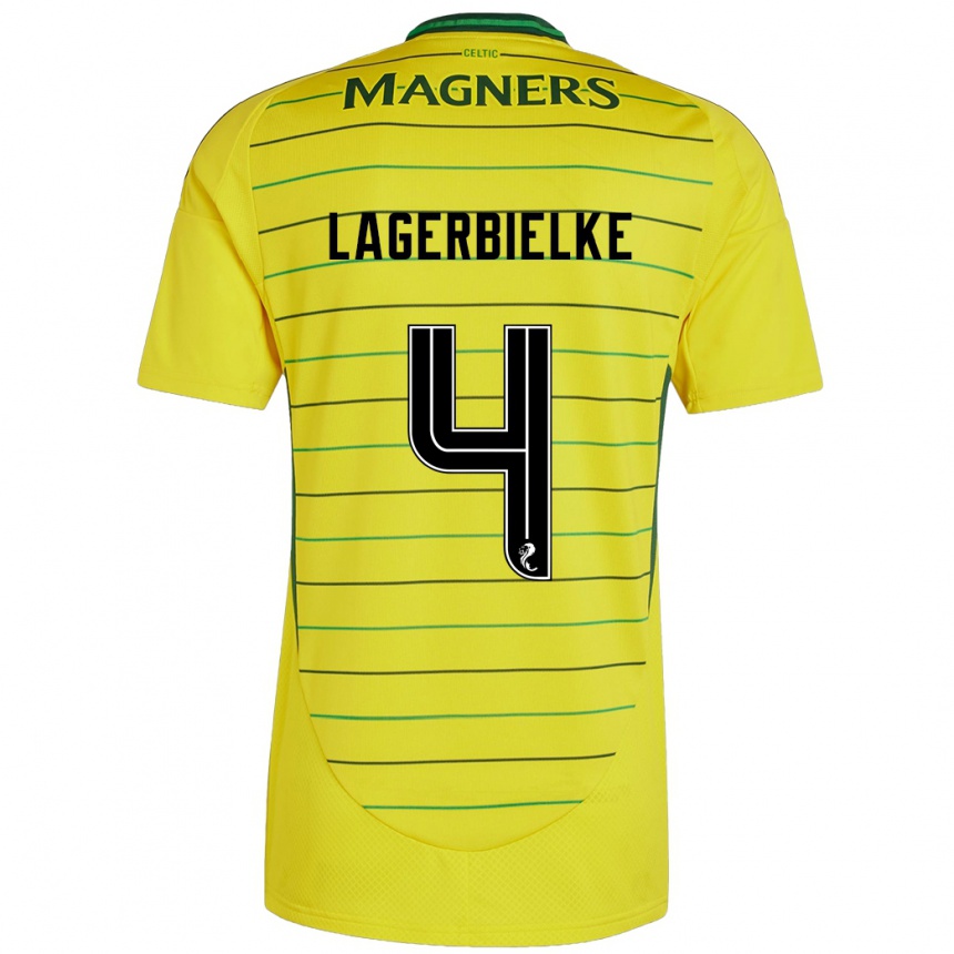 Gyermek Labdarúgás Gustaf Lagerbielke #4 Sárga Idegenbeli Jersey 2024/25 Mez Póló Ing