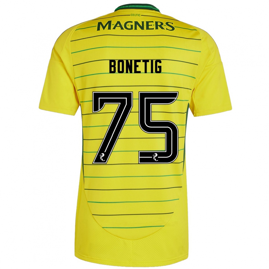 Gyermek Labdarúgás Liam Bonetig #75 Sárga Idegenbeli Jersey 2024/25 Mez Póló Ing