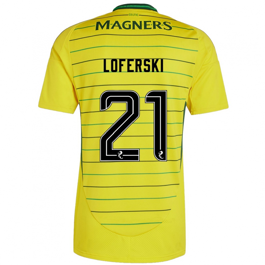 Gyermek Labdarúgás Kit Loferski #21 Sárga Idegenbeli Jersey 2024/25 Mez Póló Ing