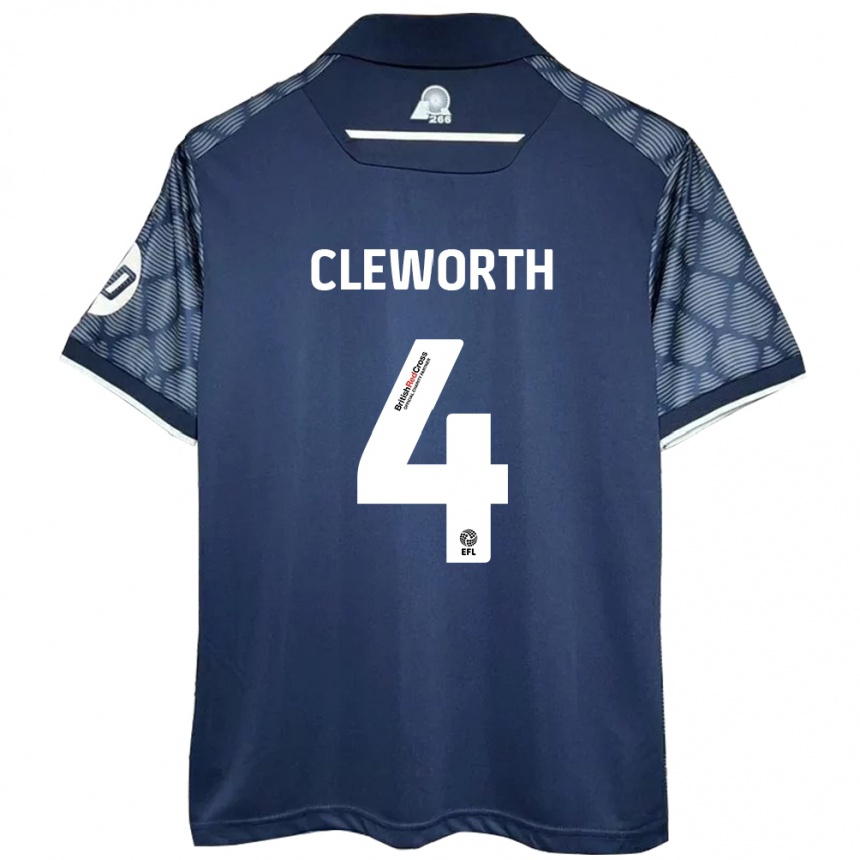 Gyermek Labdarúgás Max Cleworth #4 Fekete Idegenbeli Jersey 2024/25 Mez Póló Ing